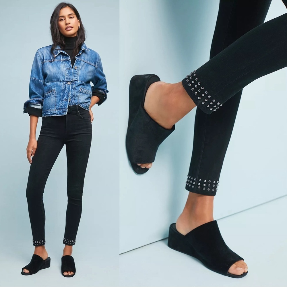 COH • Rocket Ankle High Rise Skinny Jeans in Banded Black studded crop